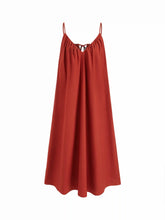 Cotton V-neck Tie Front Flared Maxi Dress