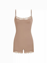 Jersey Square Neck Lace Trim Mid Rise Loungewear Romper