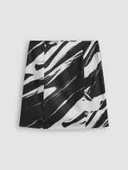Mid Waist Solid Abstract Geometric Zipper Skirt