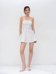 Floral Ruffle Bandeau Mini Dress