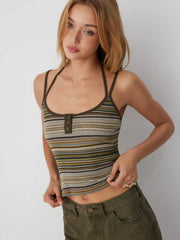 Jacquard Striped Scoop Neck Cami Top