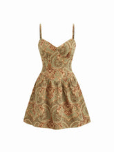 Cotton-blend Aztec V-neck A-line Mini Cami Dress