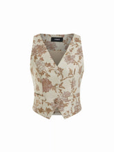 Jacquard Floral V-Neck Blazer Vest