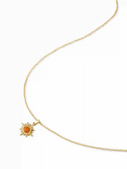 GEMSTONE DECOR SUN PENDANT NECKLACE