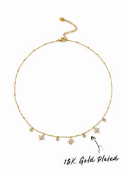 18K GOLD PLATED STAINLESS STEEL RHINESTONE NECKLACE