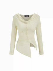 Two Way Off-shoulder Asymmetrical Hem Long Sleeve Top