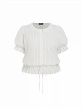 Cotton-blend Puff Sleeve Lace Trim Broderie Anglaise Oversized Blouse Curve & Plus