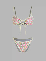 V-neck Floral Underwire Cheeky Bikini Swimsuit