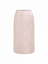 Floral Jacquard Mid Rise Zipper Midi Skirt