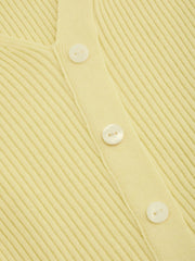 Knit V-neck Long Sleeve Split Asymmetrical Button Top