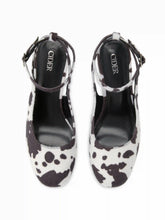 COWHIDE PRINT ADJUSTABLE SLINGBACK HEELS