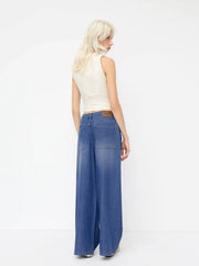 Cider Denim Low Rise Patched Knotted Baggy Jeans