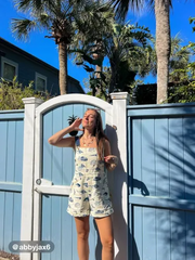 Square Neck Shell Graphic Pocket Romper