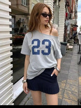 Cotton 23 Graphic Asymmetrical Neck Short Sleeve Oversized Tee