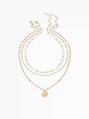 ROUND BEADED PENDANT LAYERED NECKLACE