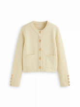 Knit Wool-blend Round Neckline Metal Button Cardigan