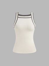 Knit Boat Neck Solid Contrasting Binding Tank Top