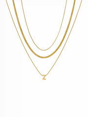 18K GOLD PLATED STAINLESS STEEL LETTER LAYERED NECKLACE