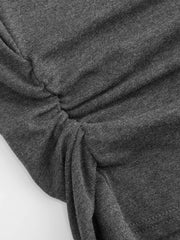 Round Neckline Ruffle Sleeve Ruched Waist Top Curve & Plus