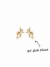 18K GOLD PLATED STAINLESS STEEL STAR RHINESTONE STUD EARRINGS