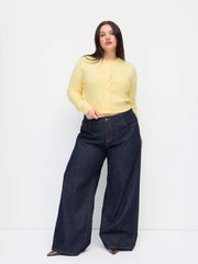 Knit Round Neckline Button Cardigan Curve & Plus