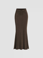 Solid Lettuce Hem Mermaid Maxi Skirt