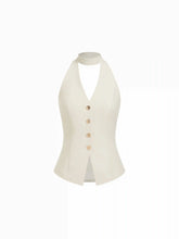 Halter Neck Metal Detail Blazer Vest