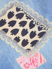 Cider Denim Mid Rise Fish & Floral Appliques Washed Baggy Jeans Curve & Plus