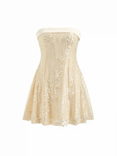 Sequins Fold Over Tie Back Mini Bandeau Dress