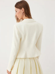 Notched Collar Double Breasted Waist Blazer