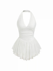 V-neck Solid Mid Rise Mini Active Dress