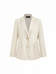 Linen-blend Notched Collar Regular Fit Blazer
