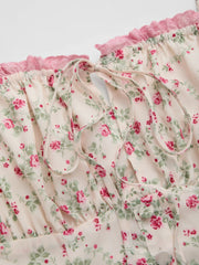 Ditsy Floral Square Neck Lace Trim Midi Dress Curve & Plus