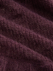 Knit Mohair-blend V-neck Long Sleeve Tie Front Ruffle Split Cardigan