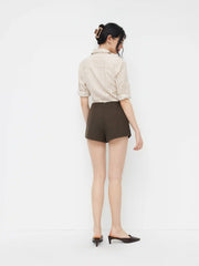 Low Rise Knotted Side Button Micro Shorts