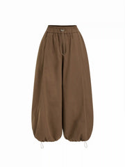 Cotton-blend Mid Rise Drawstring Joggers Trousers