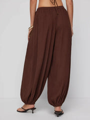 Textured Mid Rise Belted Oversized Jogger Trousers