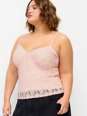 Lace Textured Sweetheart Neckline Cami Top Curve & Plus