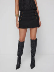 Low Rise Metal Detail A-line Mini Skirt