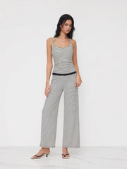 Built-in Bra U-neckline Stripe Knotted Cami Top
