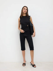 Round Neckline Solid Tank Top