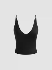 V-neck Solid Crop Cami Top