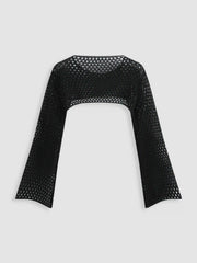 Midnight Veil Ultra-Cropped Long Sleeve Shrug Curve & Plus