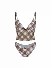 High Stretch Checks Sweetheart Tankini Cheeky Bikini Set