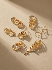 30 PCS HEART & BOWKNOT & GEMSTONE RING SET