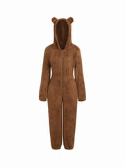 Fleece Hooded Cropped Loungewear Jumpsuit