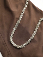 Rhinestone Chain Cut Out Crop Top