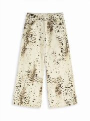 Denim Low Rise Leopard Wide Leg Oversized Jeans