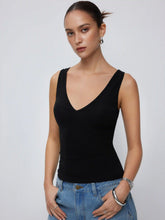 Cotton-blend High Stretch V-neck Tank Top