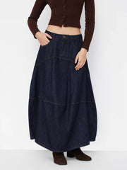 Cider Denim Low Rise Button Maxi Skirt